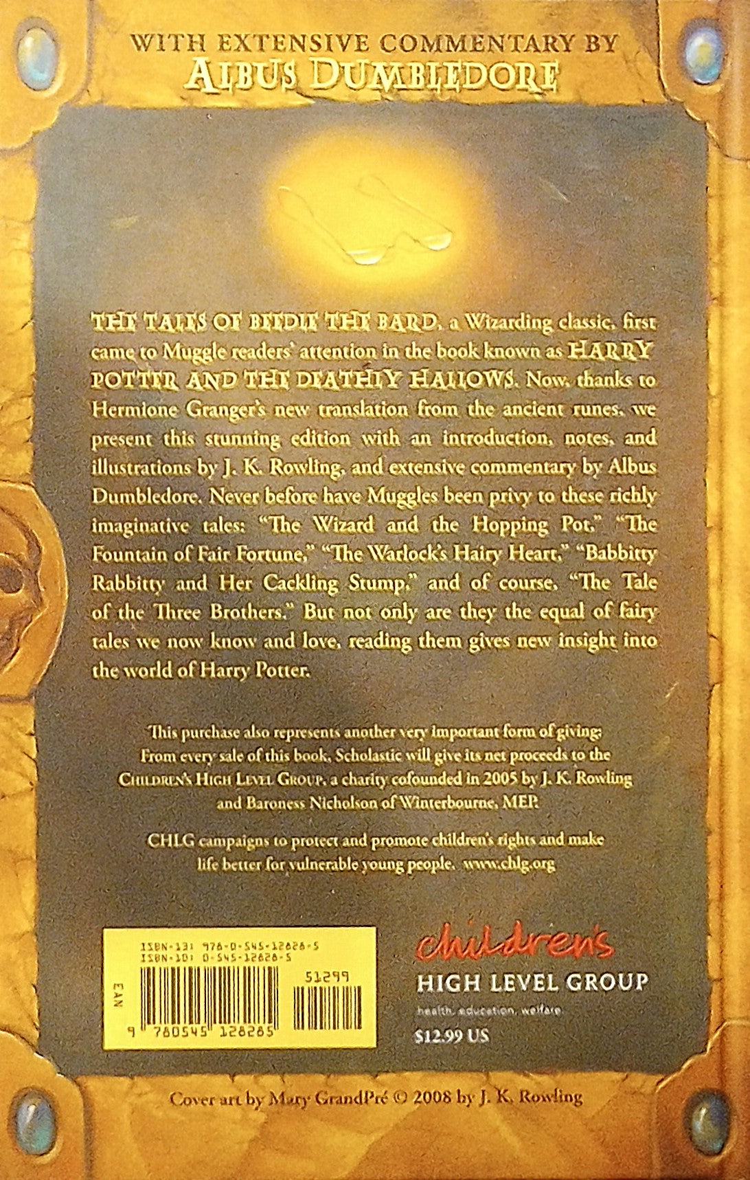 Back cover of The Tales of Beedle the Bard by J.K. Rowling