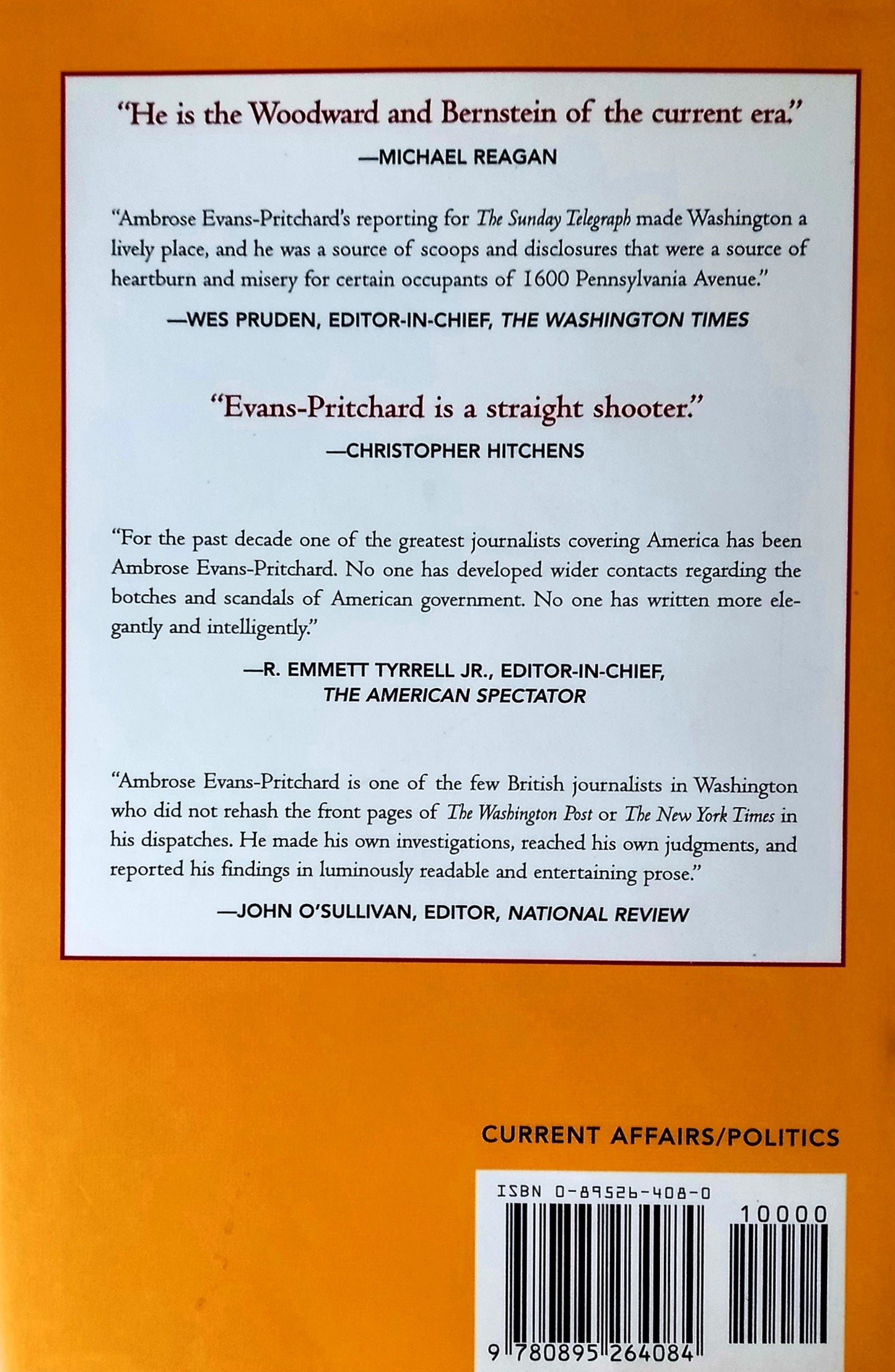 Back cover of The Secret Life of Bill Clinton: The Unreported Stories by Ambrose Evans-Pritchard
