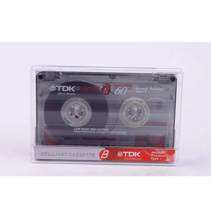 TDK cassette tape in clear packaging on a white background