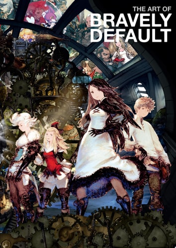 Cover of 'The Art of Bravely Default' with characters and intricate design elements.