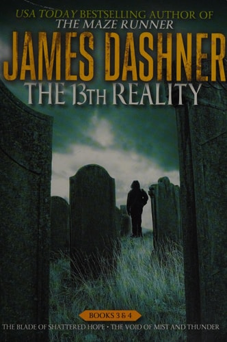 Book cover of 'The 13th Reality' by James Dashner with a silhouette in a graveyard.