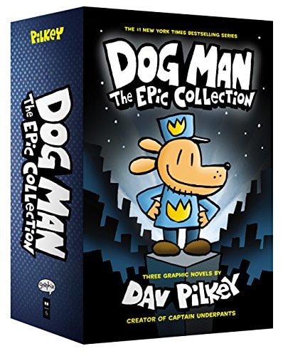 Dog Man The Epic Collection book set with cartoon dog character on cover