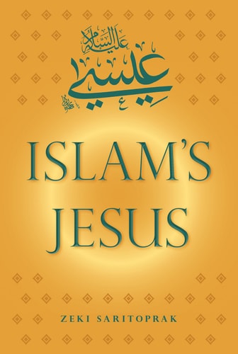 Book cover of 'Islam's Jesus' with Arabic text and gold background