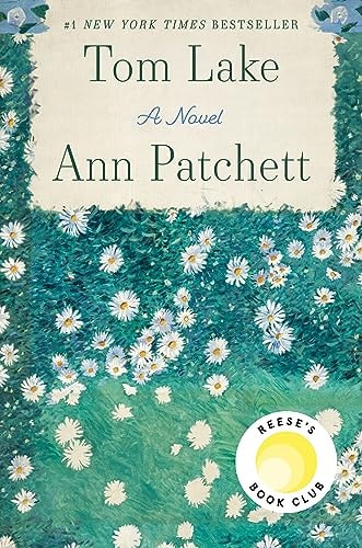 Book cover with daisies and text about Tom Lake and Ann Patchett