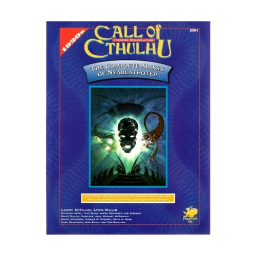 Cover of 'Call of Cthulhu' game book with a blue border and central illustration.