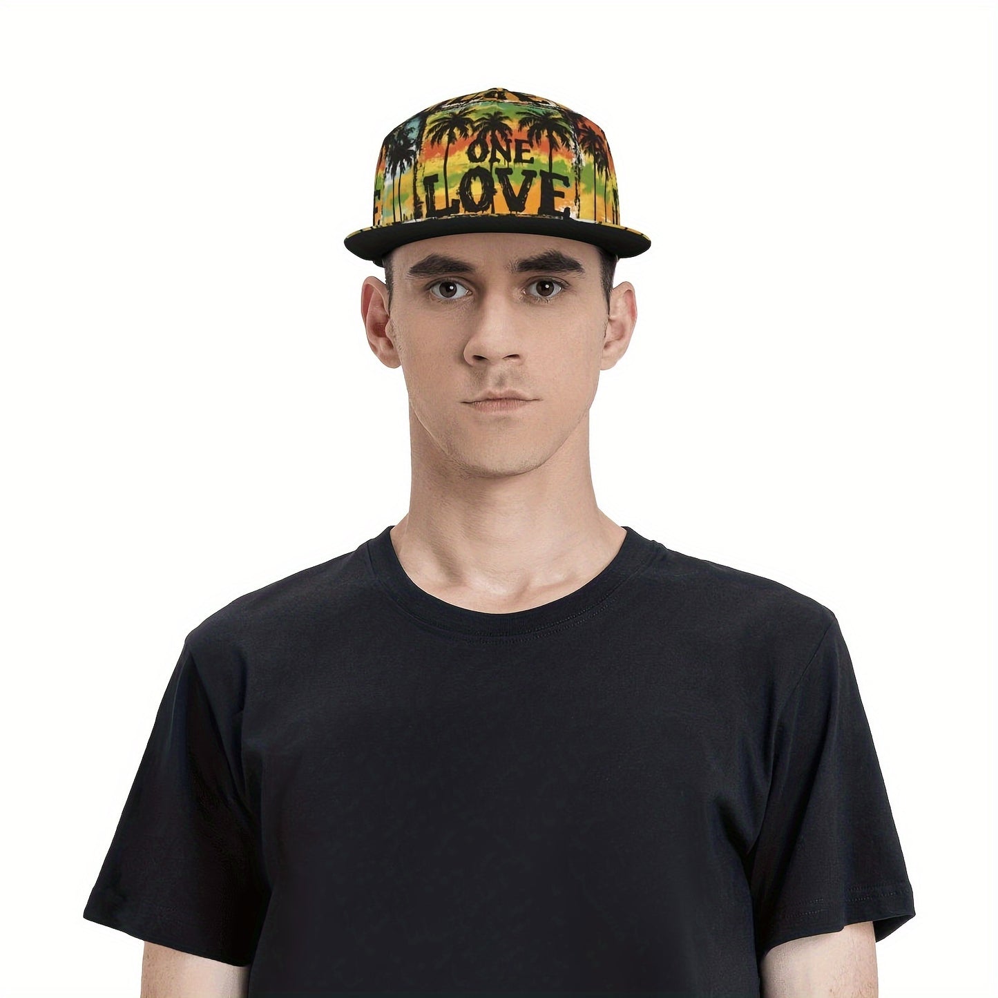 One Love Rasta Snapback Cap | Tropical Jamaica Print