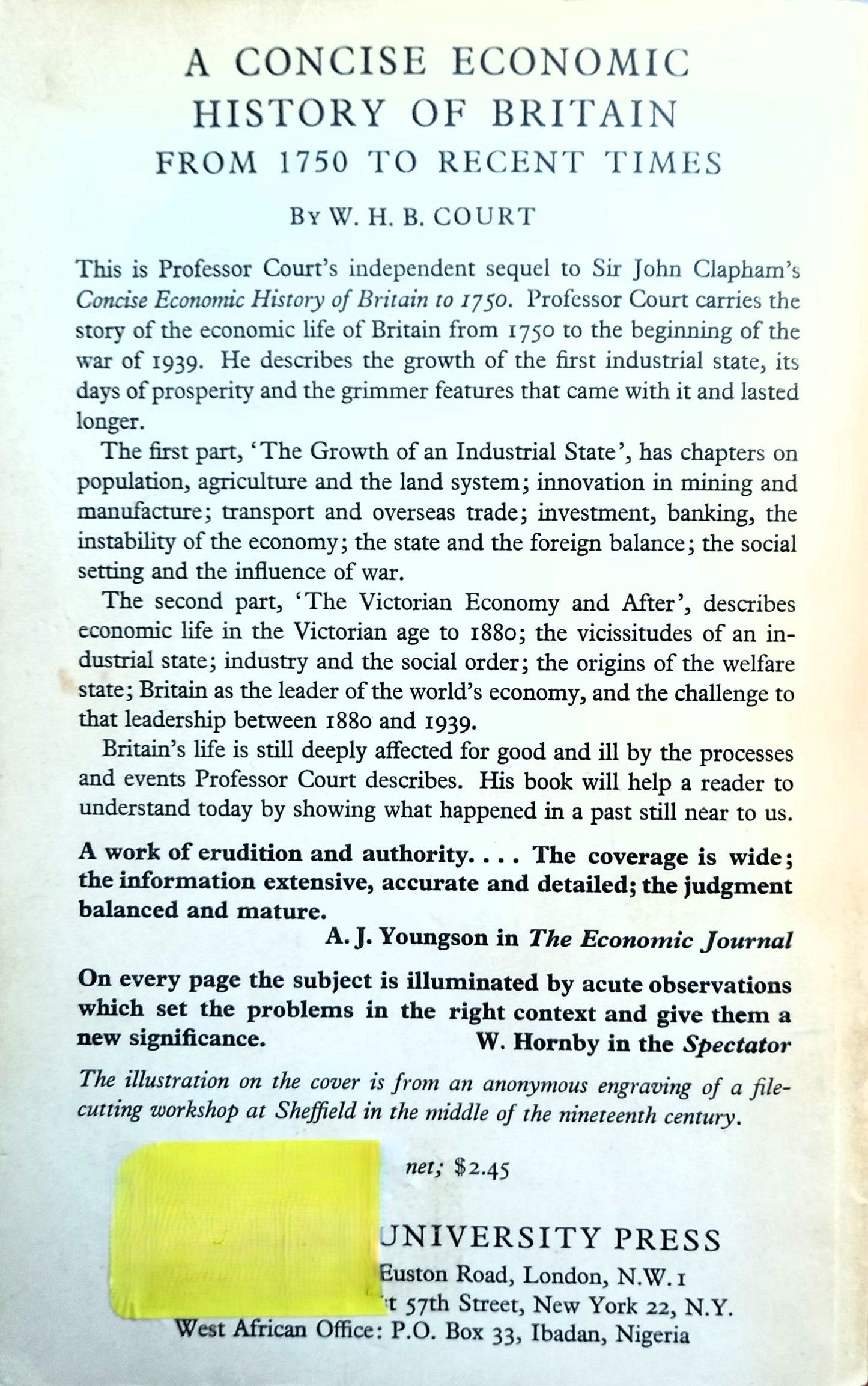 A Concise Economic History of Britain by W.H.B. Court