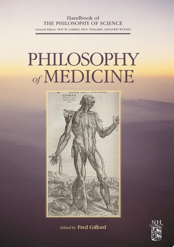 Book cover of 'Philosophy of Medicine' with a medical illustration on a purple background