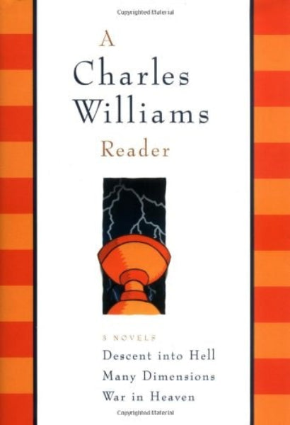 Book cover of 'A Charles Williams Reader' with orange and red striped design and a central illustration.