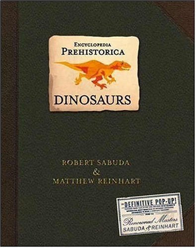 Book titled 'Encyclopedia Prehistorica Dinosaurs' with a dinosaur illustration on the cover