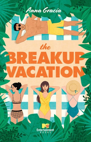 Book cover of 'The Breakup Vacation' by Anna Gracia with illustrations of people on a beach.