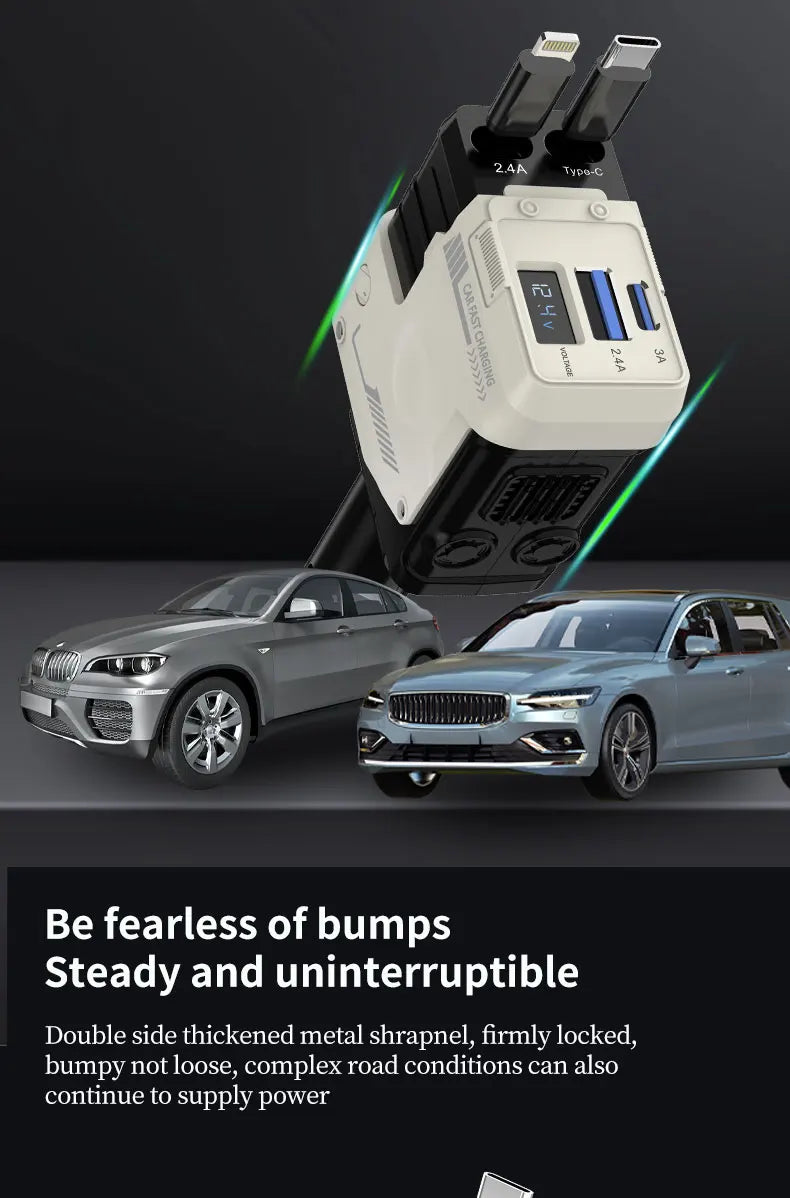 Turbo Charge 4-in-1 USB Charging Dock Station | Ultra Fast Powered Charges Cigarette Lighter Adapter