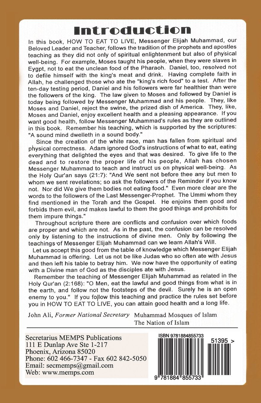 How To Eat To Live Book No. 2 by Elijah Muhammad