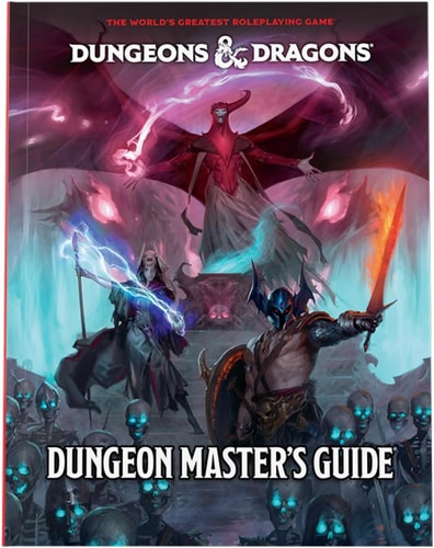 Dungeons & Dragons Dungeon Master's Guide cover with fantasy characters and creatures.