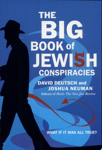 Book cover of 'The Big Book of Jewish Conspiracies' with a silhouette of a man and blue background.