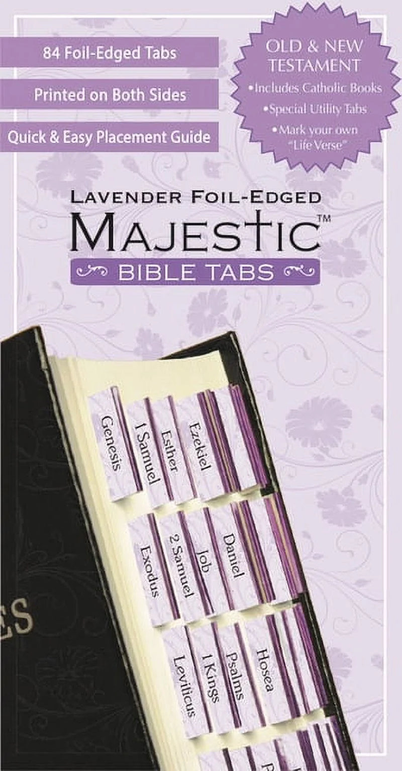 Bible Bookmarking Tabs: Majestic Lavender Color & Foil-Edged Double Sided Print