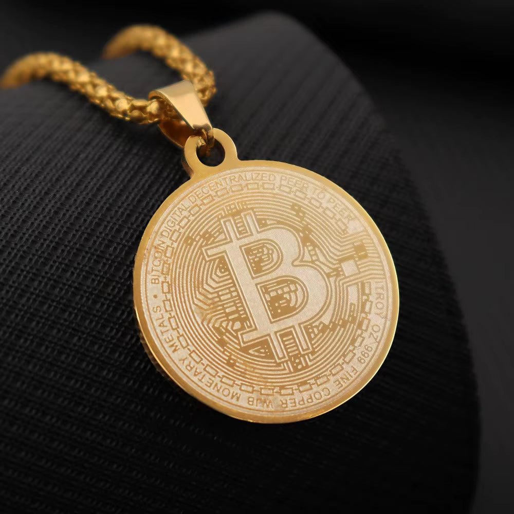 Bitcoin Piece & Chain Necklace | Bust-Down Blockchain Jewelry