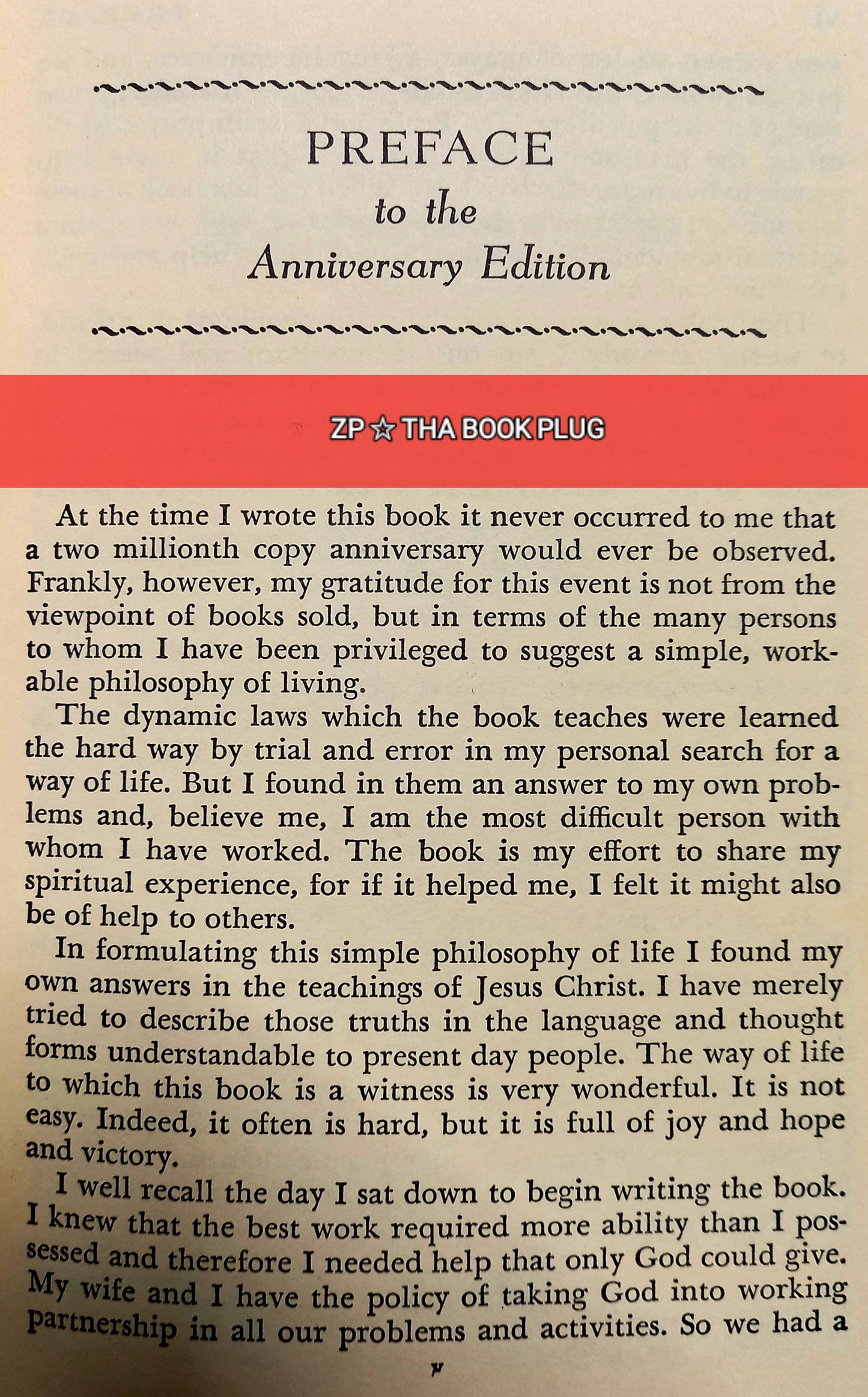 Preface page of The Power of Positive Thinking by Norman Vincent Peale