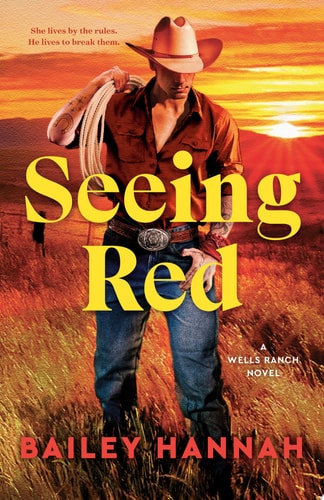 Book cover of 'Seeing Red' featuring a cowboy in a sunset landscape.