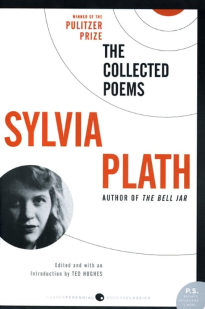 Book cover of 'The Collected Poems' by Sylvia Plath with a portrait and text on a white background.