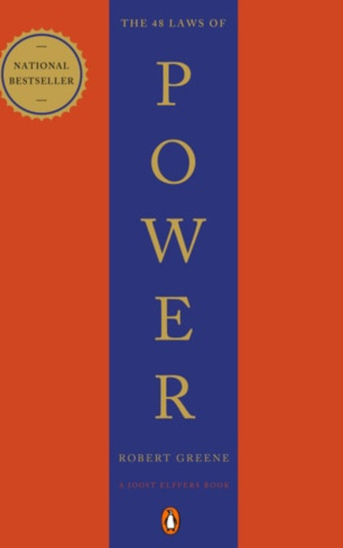 Book cover of 'The 48 Laws of Power' by Robert Greene with a red and blue design.