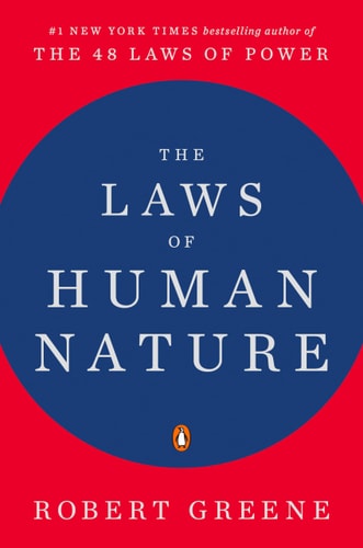 Book cover of The Laws of Human Nature by Robert Greene with a red and blue design.