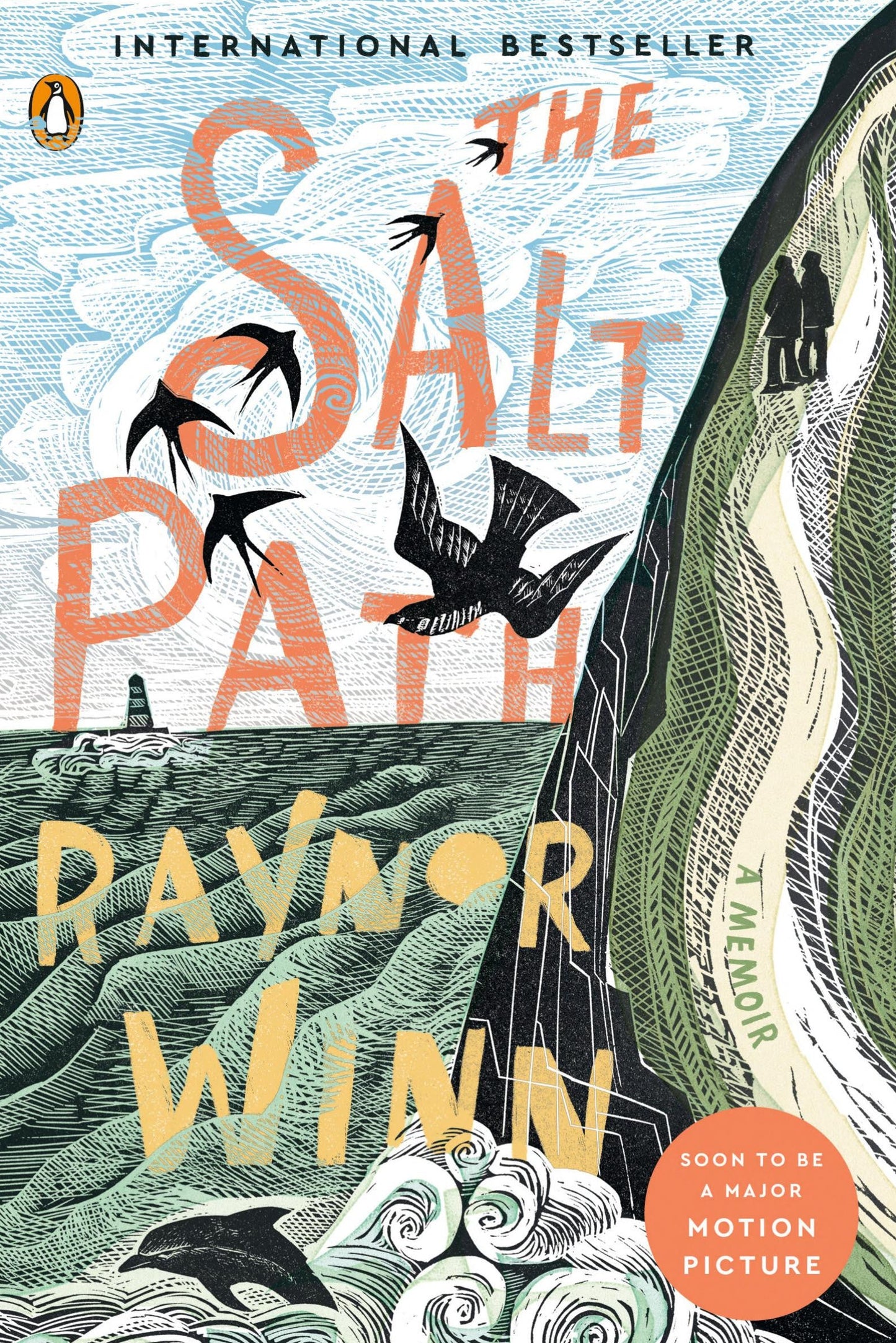 Book cover of 'The Salt Path' by Raynor Winn with a coastal scene illustration.
