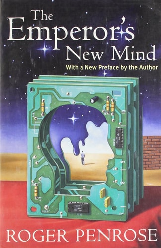 Book cover of 'The Emperor's New Mind' by Roger Penrose with a futuristic design.