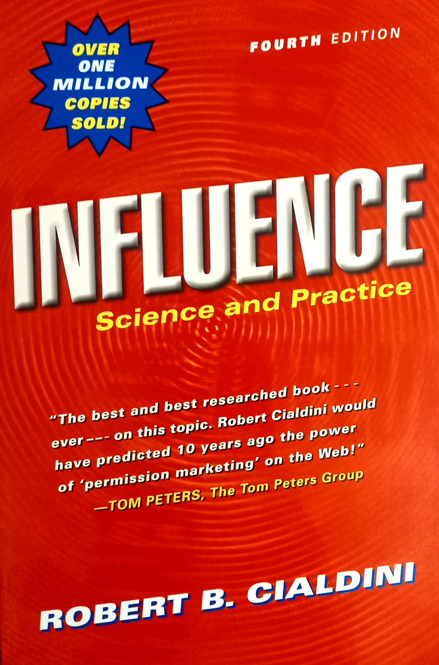 Cover of the book 'Influence: Science and Practice' by Robert B. Cialdini, featuring a red background with white and blue text, and over 1 million copies sold text.