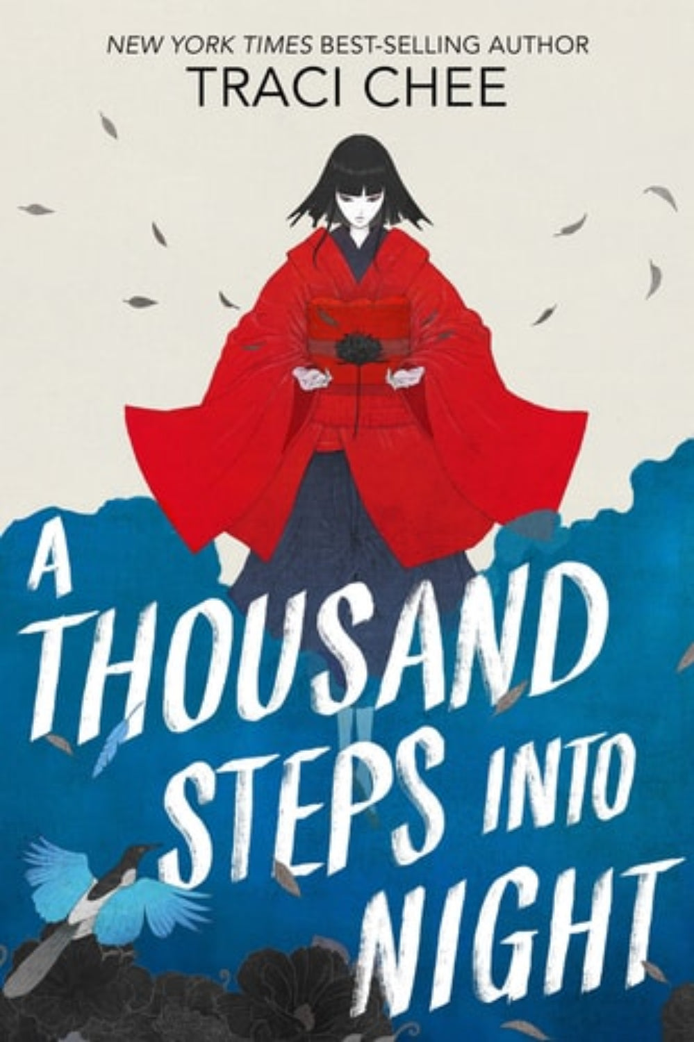 Book cover of 'A Thousand Steps into Night' by Traci Chee with a character in a red robe and blue background.