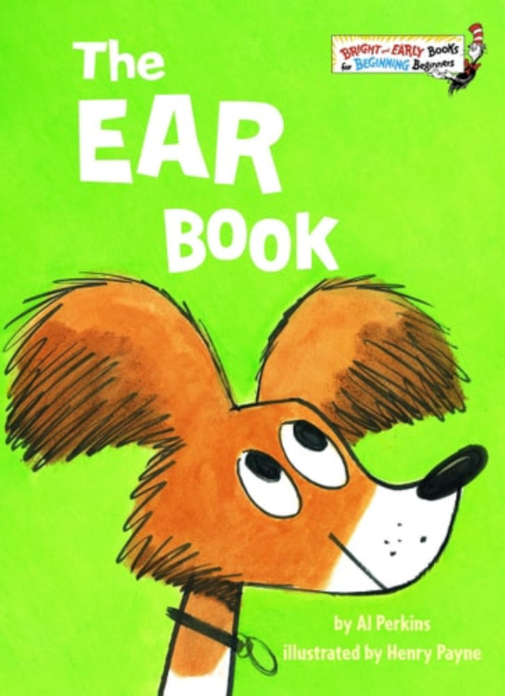 Cover of 'The Ear Book' featuring a cartoon illustration of a dog with large ears on a bright green background.