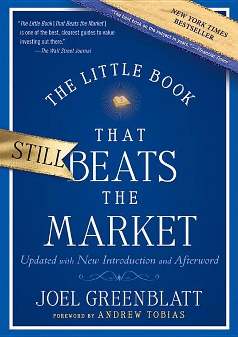 The image displays the cover of the book titled "The Little Book That Still Beats the Market" by Joel Greenblatt. The cover features a serene blue background with elegant white text that presents the title and the author's name.