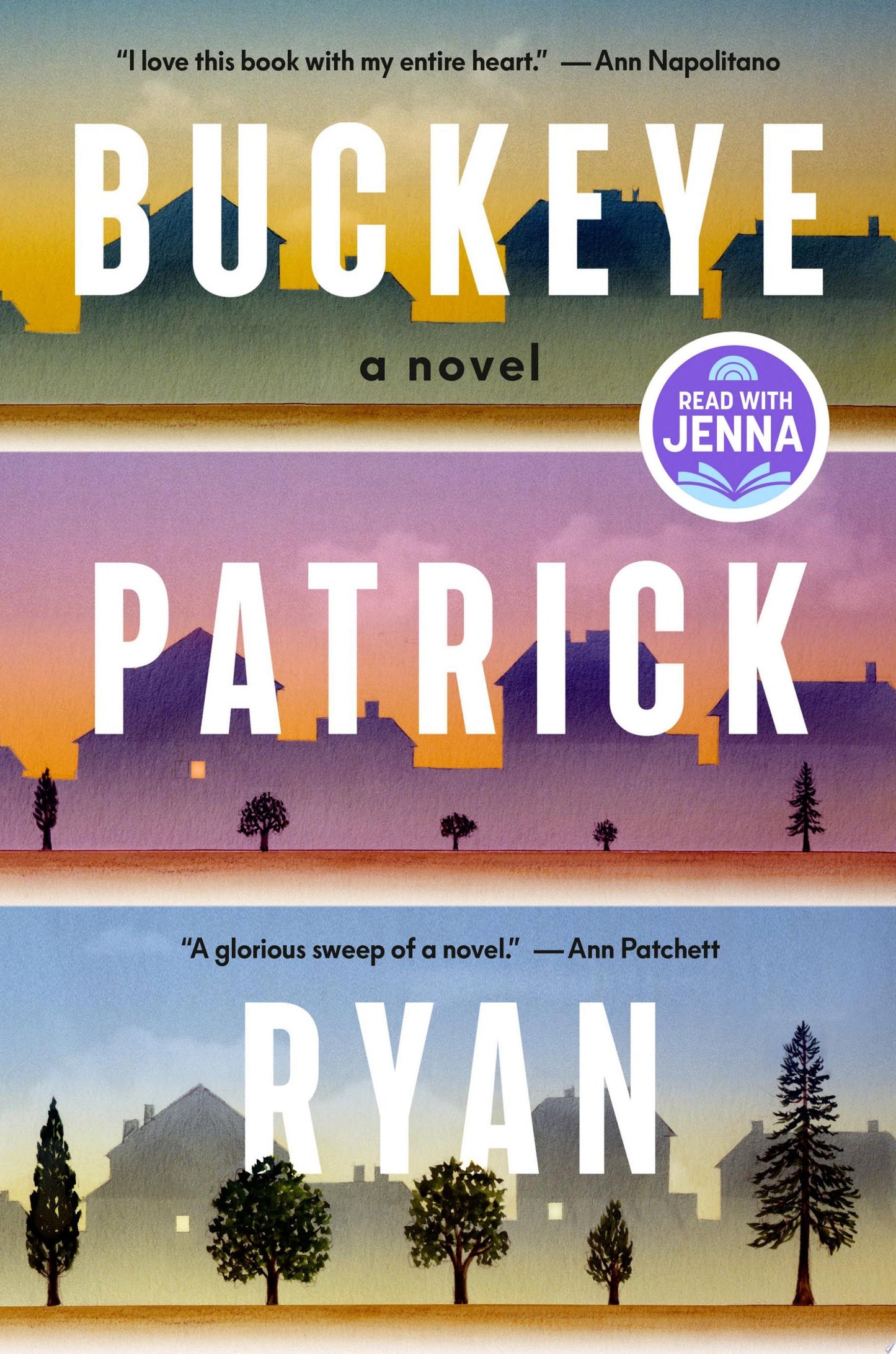 Book cover of 'Buckeye' by Patrick Ryan with a scenic illustration and promotional text.