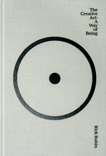 Book cover with a black circle on a grid background and text 'The Creative Act: A Way of Being' by Rick Rubin.