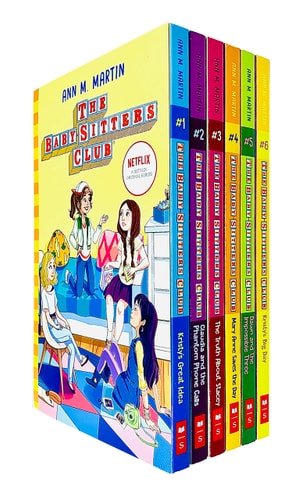 Set of the books 'The Baby-Sitters Club' by Ann M. Martin on a white background
