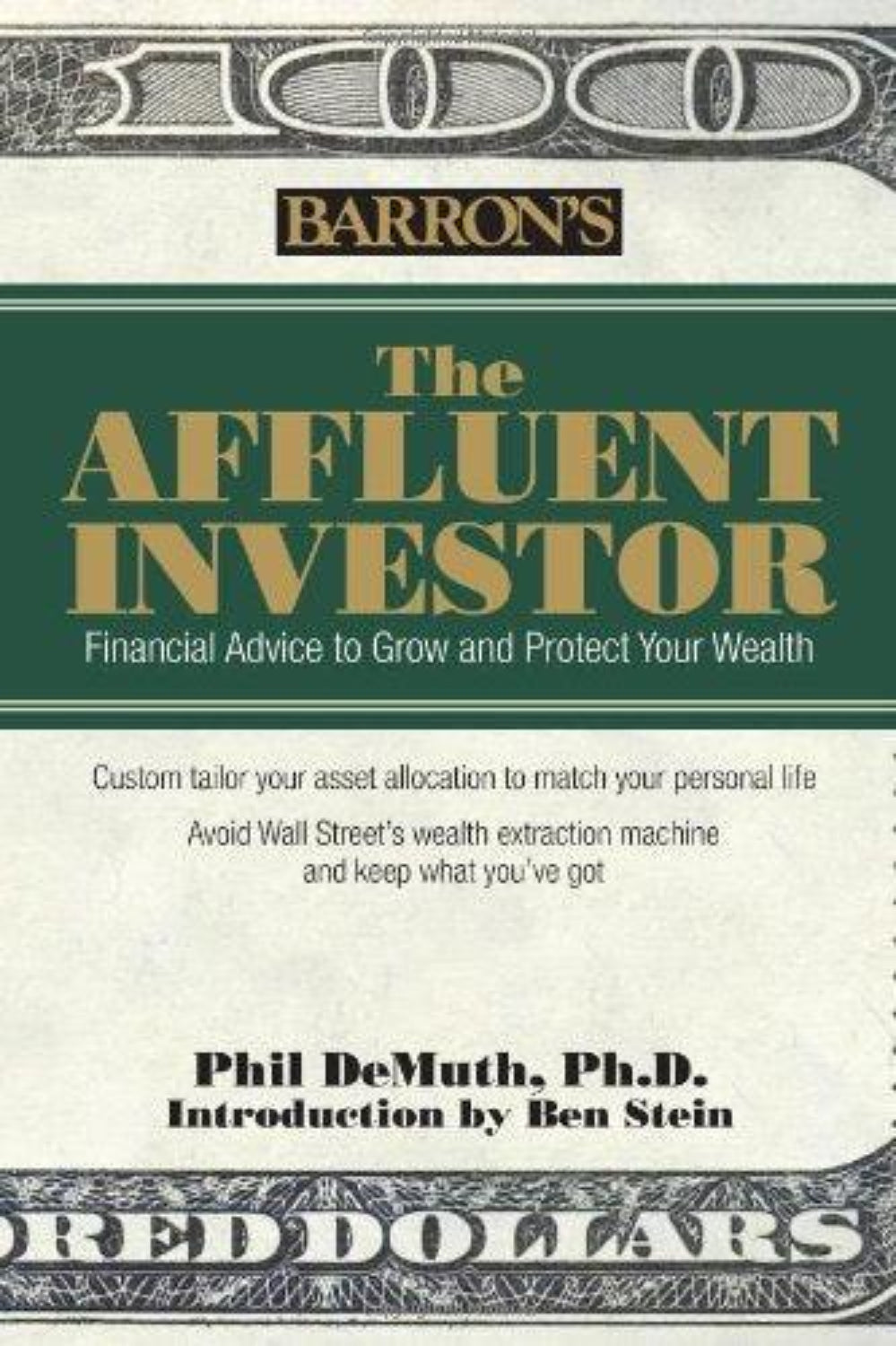Book cover of 'The Affluent Investor' by Phil DeMuth with dollar bill design and Barron's branding atop.