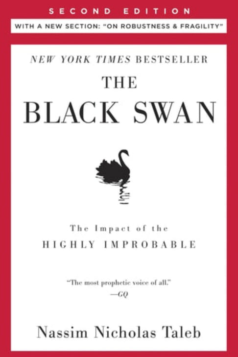 Book cover of 'The Black Swan' with a red border and black swan illustration.