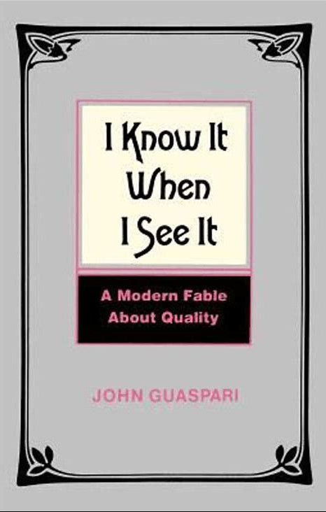 Book cover of 'I Know It When I See It' by John Guasparri with decorative frame on gray background