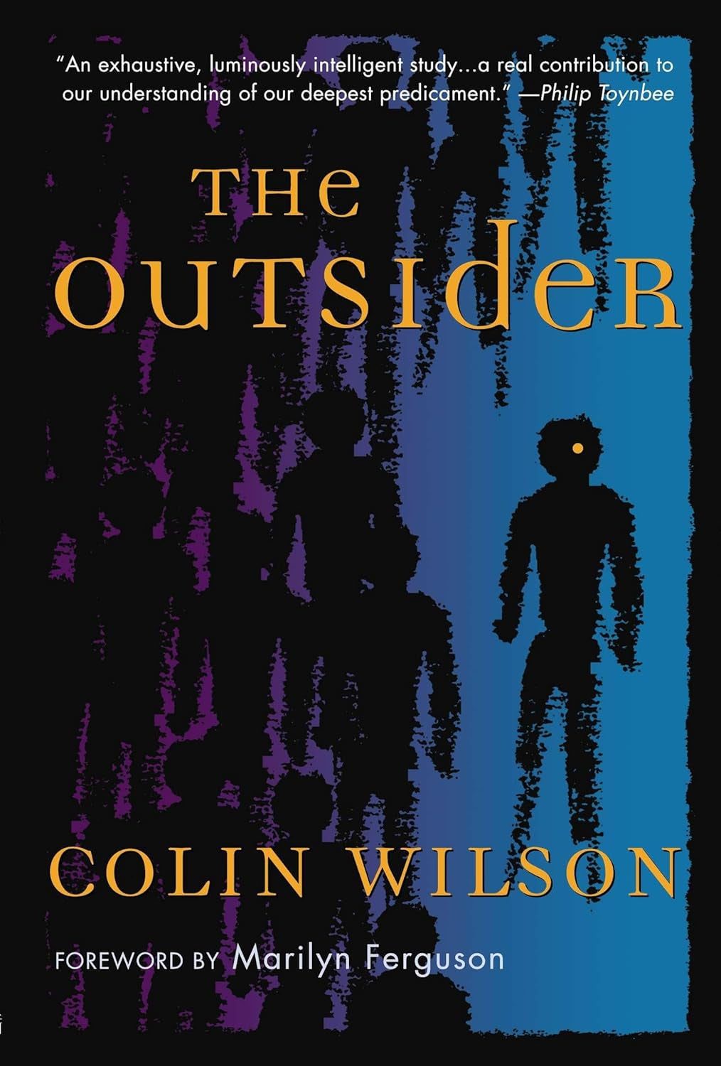 Book front cover of 'The Outsider' by Colin Wilson featuring a drawing on ominous figures.