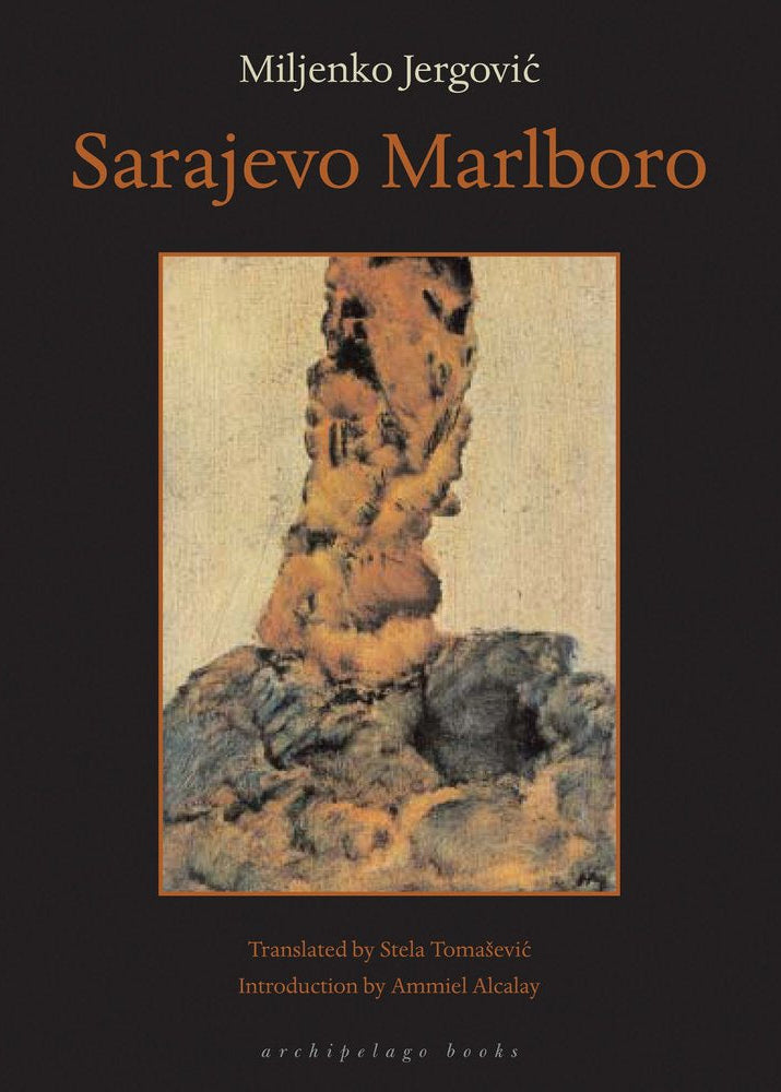 Cover of the book 'Sarajevo Marlboro' by Miljenko Jergovic featuring an abstract image in brown tones.