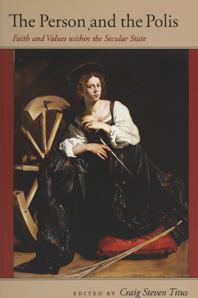 Book cover of 'The Person and the Polis' with a classical painting of a woman sitting on a chair.