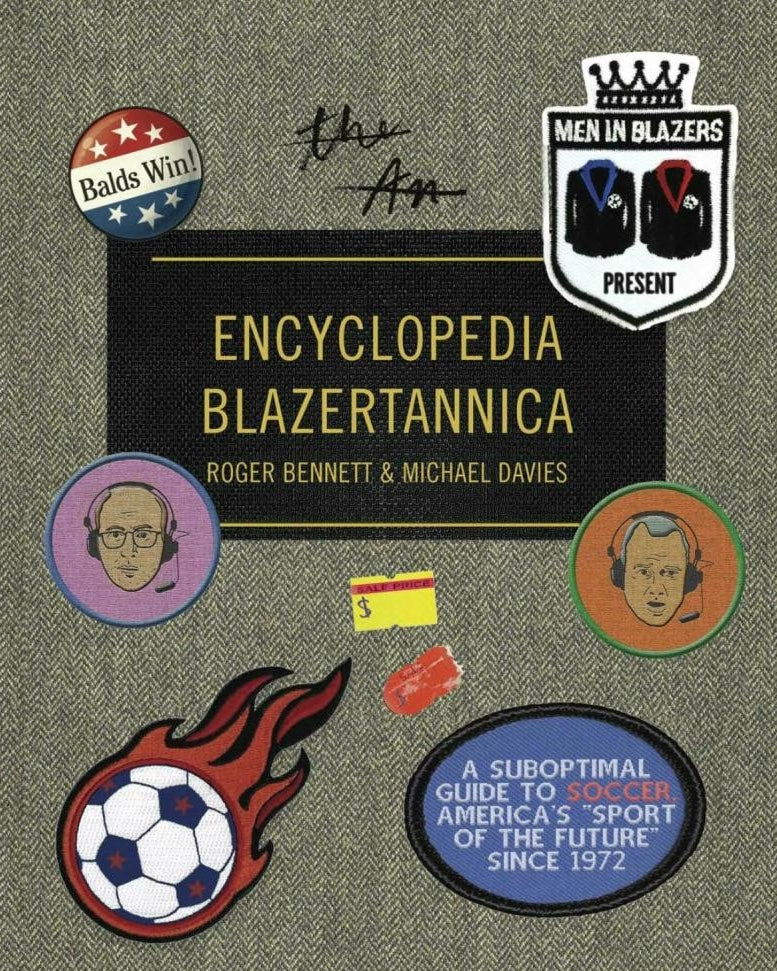 Book cover of 'Encyclopedia Blazertannica' with various graphics and text on a textured background.