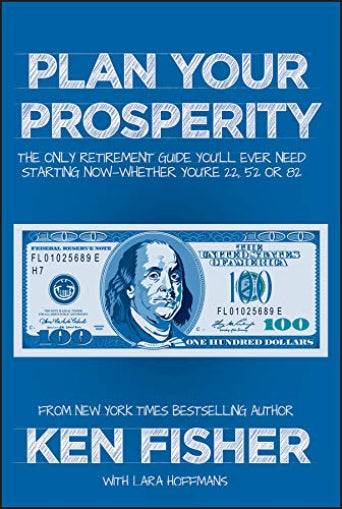 This image features the cover of the book "Plan Your Prosperity" by Ken Fisher and Lara Hoffmans. The cover design is straightforward and professional, displaying the title prominently at the top.