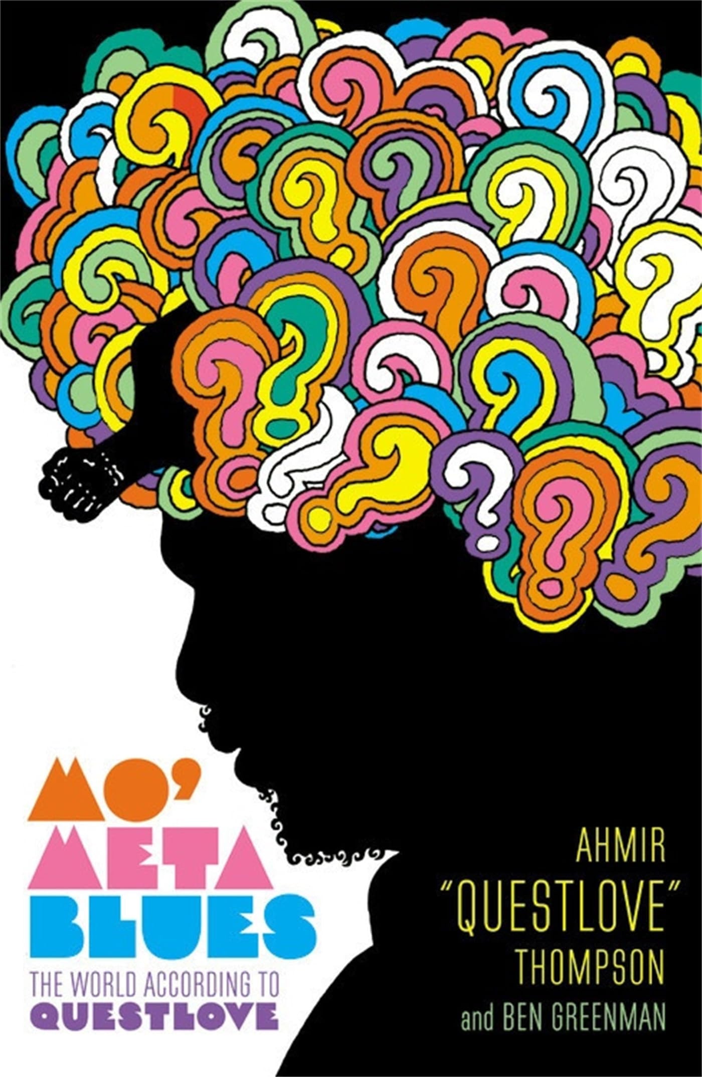 Book cover of 'Mo' Meta Blues: The World According to Questlove' with colorful afro design.