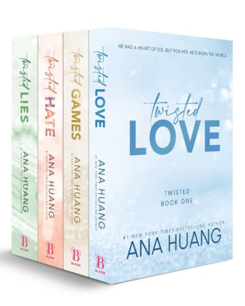 A boxed set of three books titled 'Twisted Love', 'Twisted Games', and 'Twisted Hate' by Ana Huang, with a fourth book partially visible.