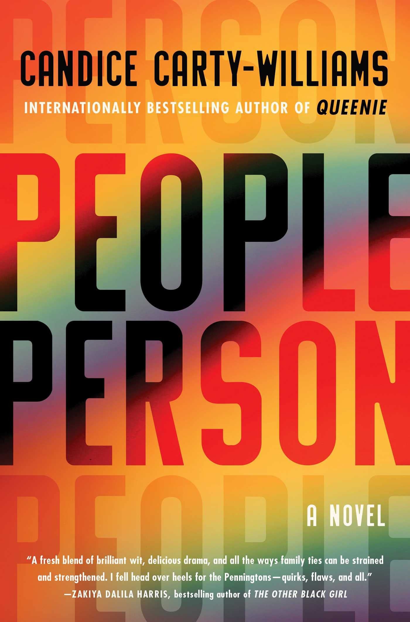 Book cover of 'People Person' by Candice Carty-Williams with a colorful gradient background.
