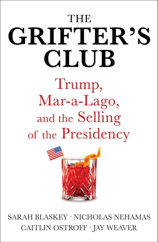 Book cover of 'The Grifter's Club' with a cocktail and American flag on a white background