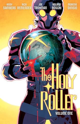 Comic book cover of 'The Holy Roller' with a character holding a globe on a yellow background