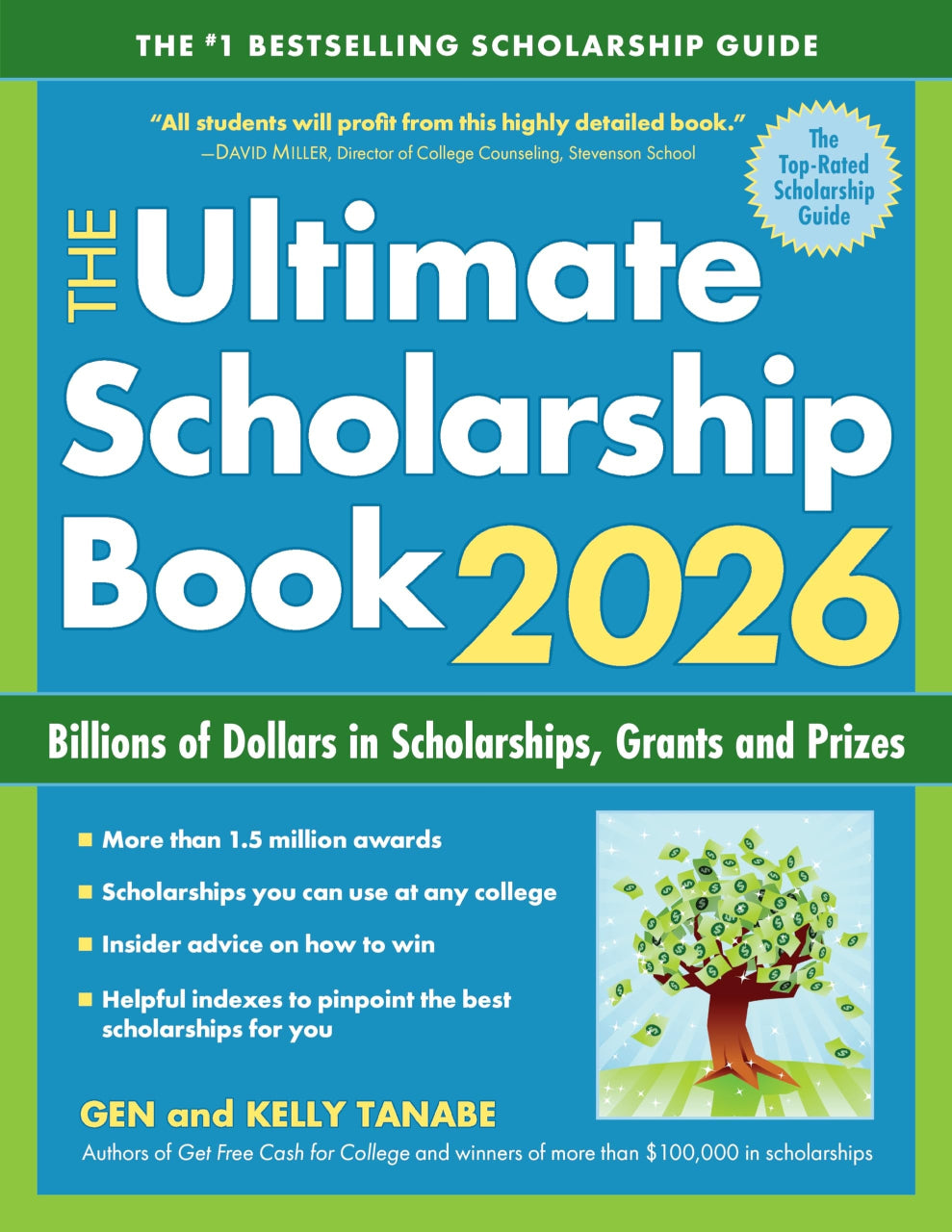 Cover of 'The Ultimate Scholarship Book 2026' with a green and blue color scheme.