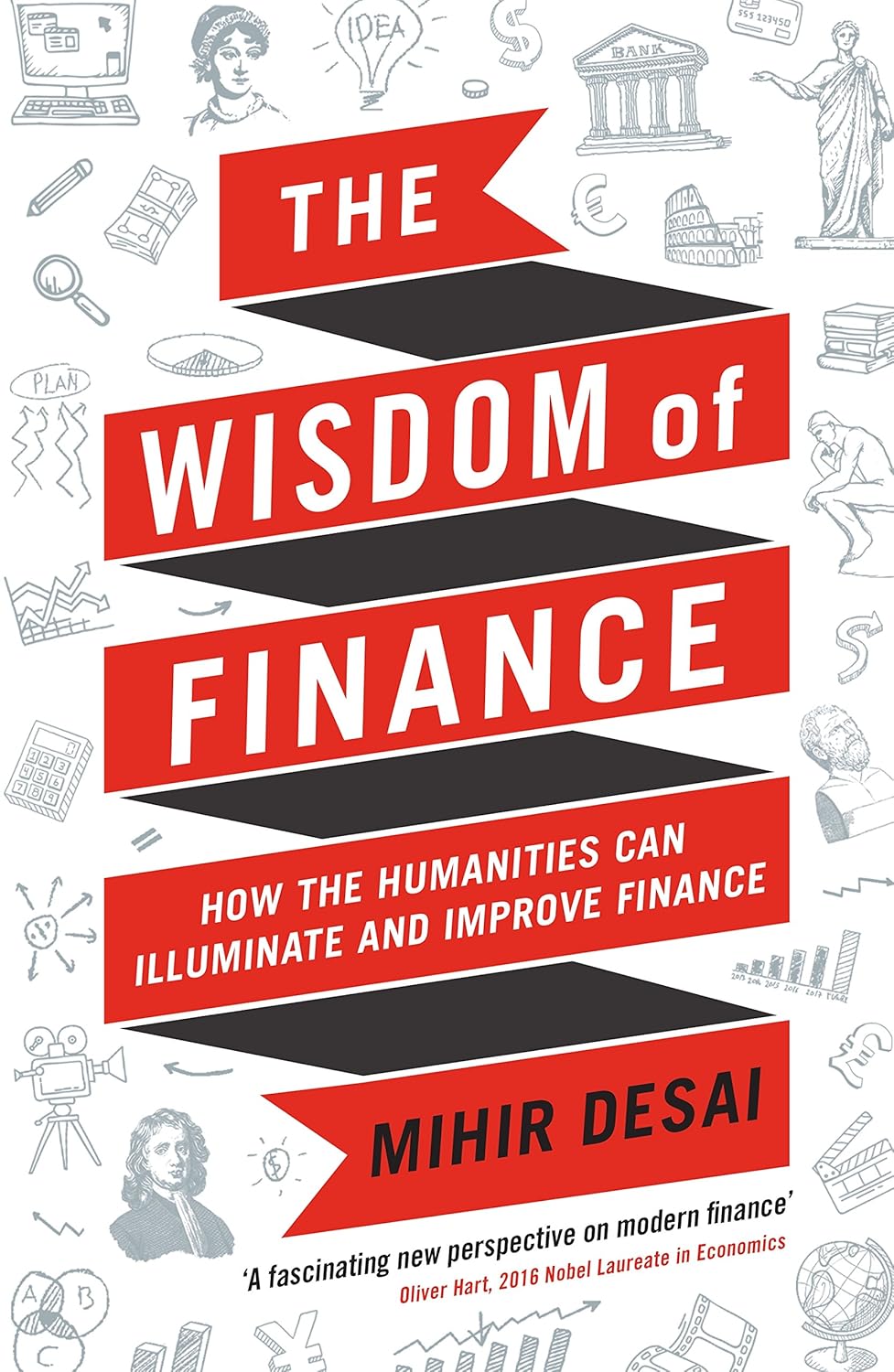 Book cover of 'The Wisdom of Finance' by Mihir Desai with red and black text on a white background.